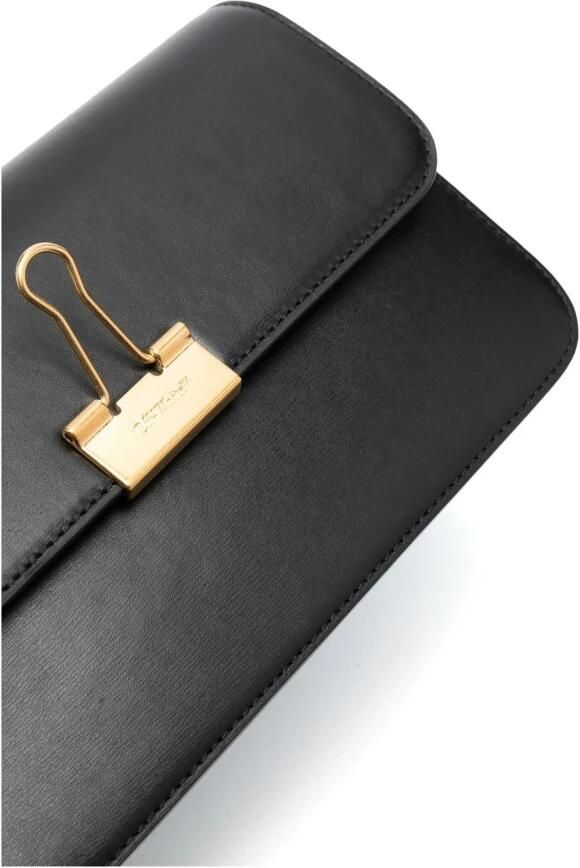 Off White Zwarte Leren Binder Clip Crossbody Tas Black Dames - Foto 6