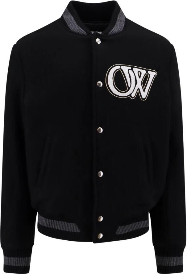 Off White Zwarte wollen blend drukknoopjas Black Heren