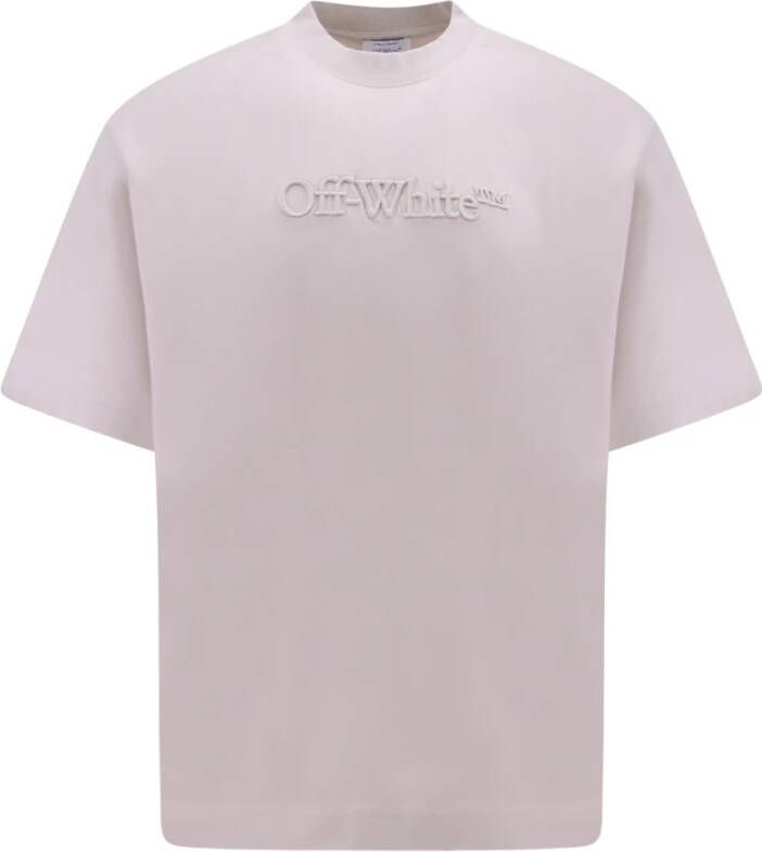 Off White Organisch katoenen T-shirt met geborduurd logo Grijs Heren