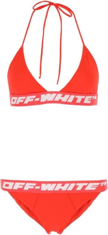 Off White Red Stretch Polyester Bikini Rood Dames