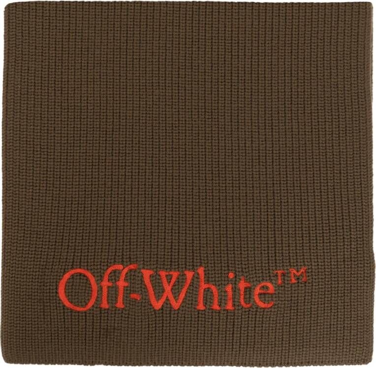 Off White Sjaal met logo Bruin Heren