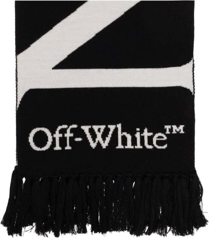 Off White Sjaal met logo Zwart Heren