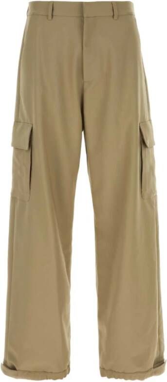 Off White Straight Trousers Beige Heren