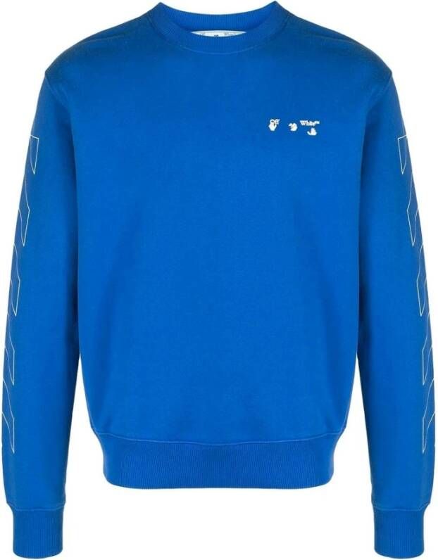 Off White Logo Sweatshirt Stijlvolle Katoenen Herentrui Blue Heren