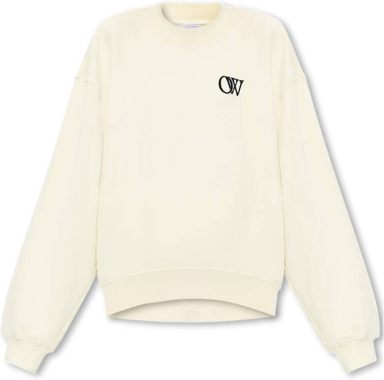 Off White Oversized Wit Sweatshirt met Flock OW Logo White Dames