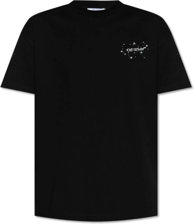 Off White Zwarte T-shirts en Polos met Wit Logo Print Black Dames