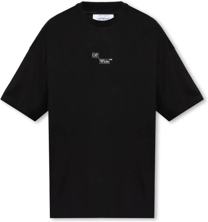 Off White T-shirt met logo Zwart Heren