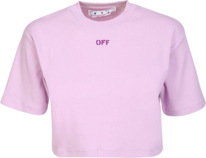 Off White T-shirt Paars Dames