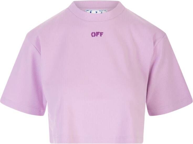 Off-White Cropped T-shirt Roze