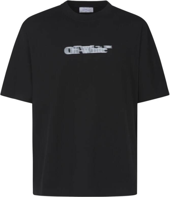Off White Zwarte Katoenen T-shirt met Frontaal Logo Black Heren