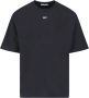 Off White Zwart Geribbelde Crewneck T-shirt met Wit OFF Logo Black Heren - Thumbnail 1