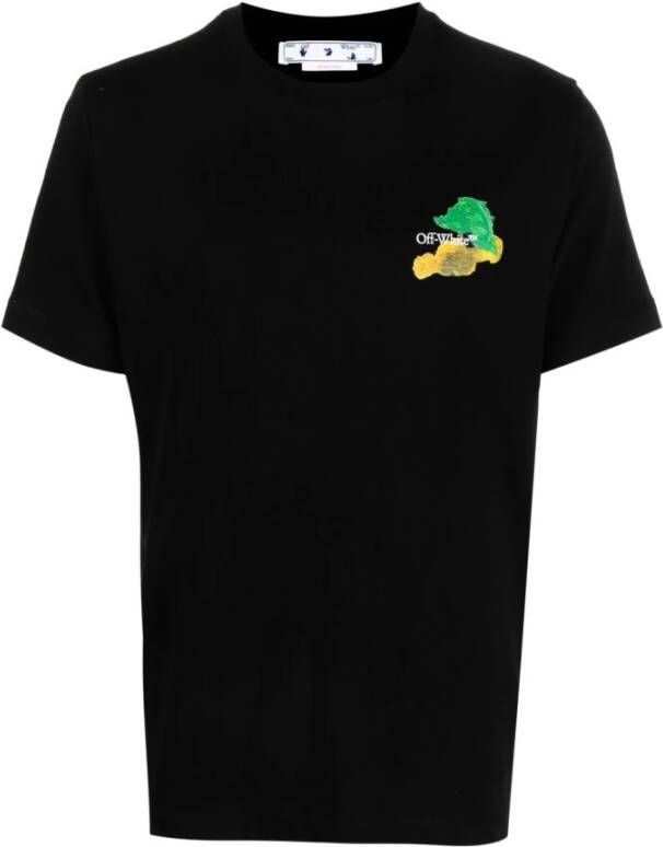 Off White Zwart Slim Fit T-shirt met Pijlen Black Heren