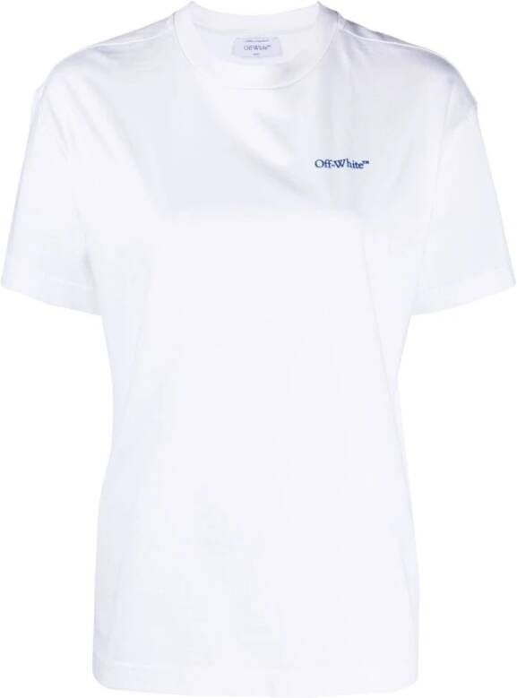 Off White T-shirt met diagonale lijn borduursel White Dames