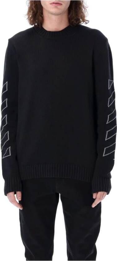 Off White Truien met ronde hals Zwart Heren