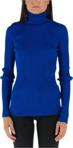 Off White Ribbed turtleneck top Blauw