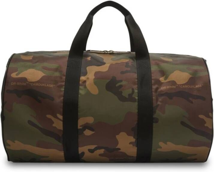 Off White Camouflage-print Duffle Tas met Arrows Motief Brown Heren