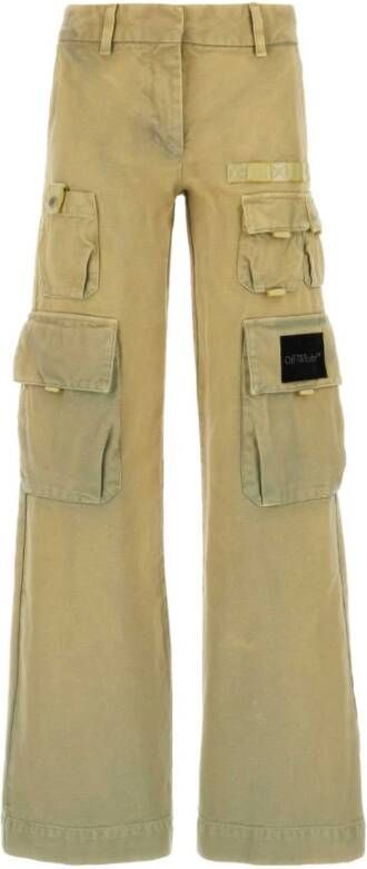 Off White Wide Trousers Beige Dames