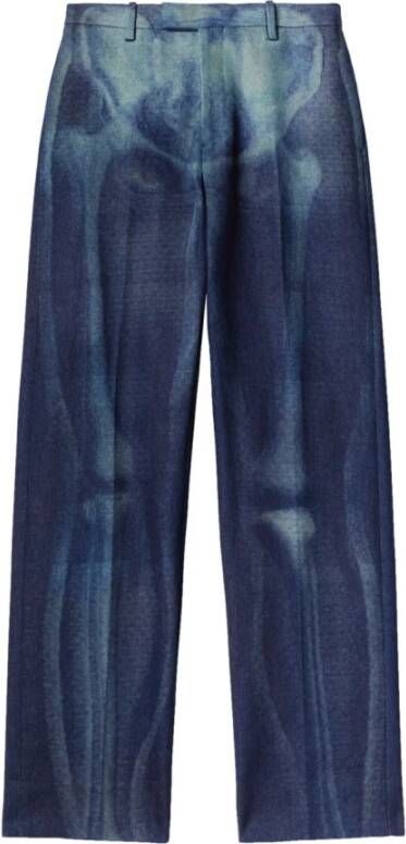 Off White Wide Trousers Blauw Heren