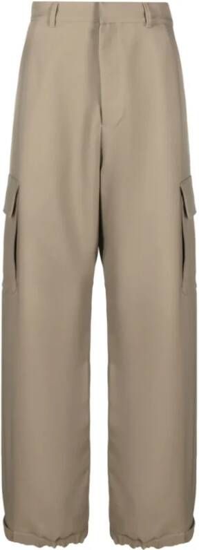 Off White Wide Trousers Bruin Heren