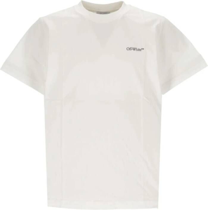 Off White Wit Logo T-Shirt met Achterprint Beige Heren
