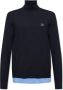 Off White Blauwe Trui met Hoge Kraag en Geribbelde Manchetten Blue Heren - Thumbnail 1