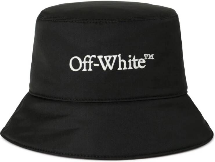 Off White Zwarte boekachtige geborduurde logo emmerhoed Black Heren