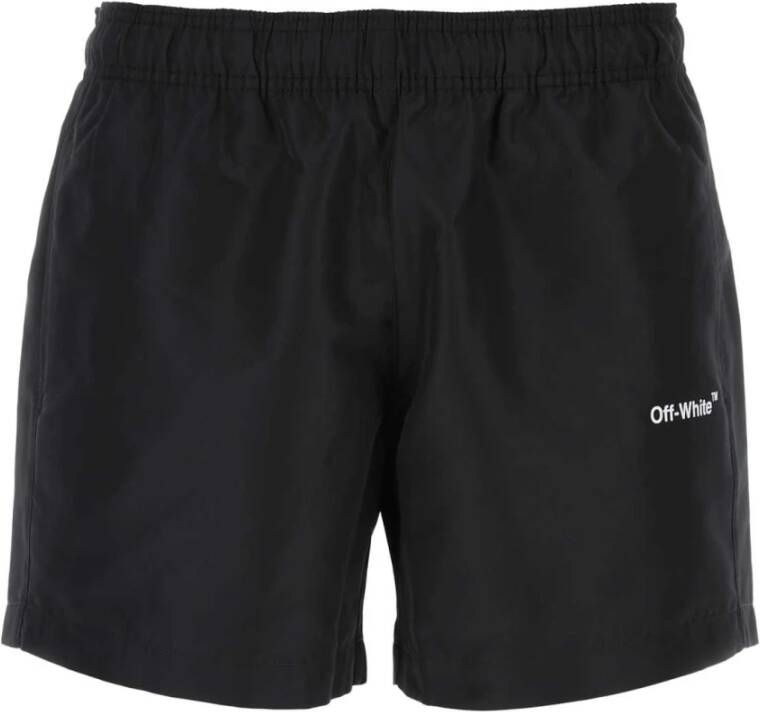 Off White Zwarte polyester zwem shorts Zwart Heren