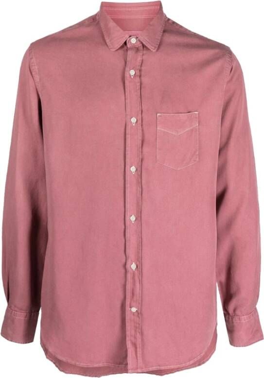 Officine Générale Fadedburgundy Shirt met Gerimpelde Manchetten Pink Heren
