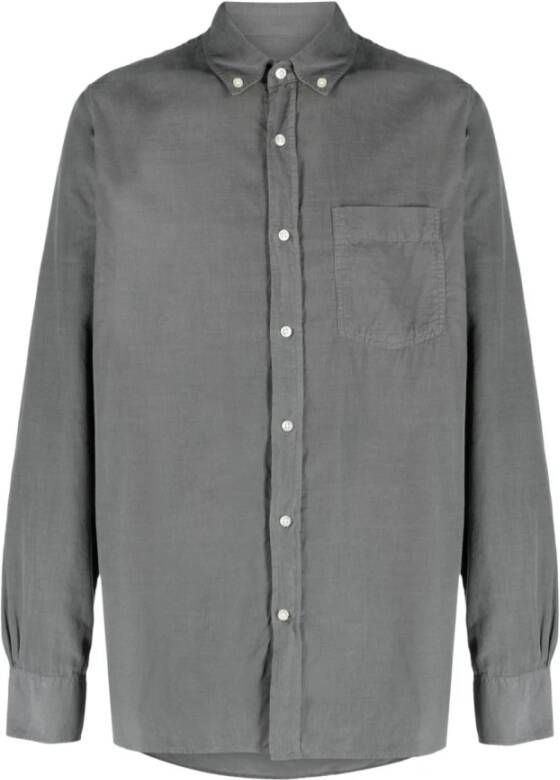 Officine Générale Katoenen Lyocell Shirt met Borstzak Grijs Heren
