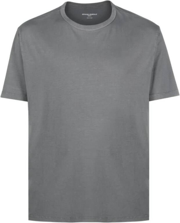 Officine Générale Lyocell katoenen T-shirt Maat Medium Grijs Heren