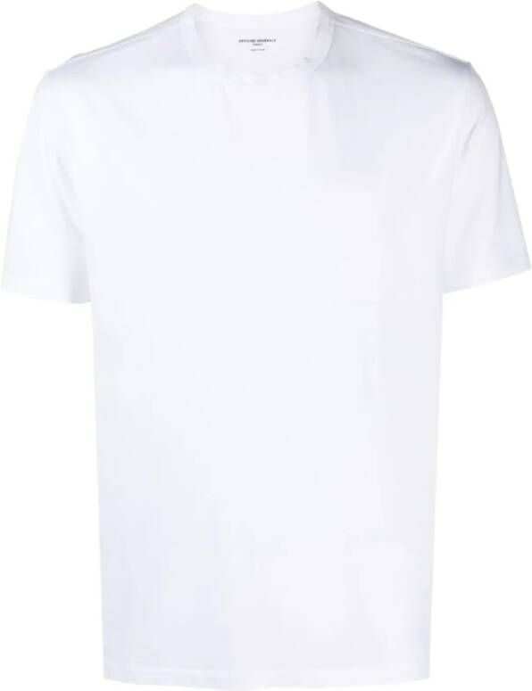 Officine Générale Lyocell katoenen T-shirt Maat Medium Wit Heren