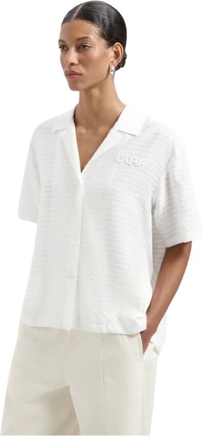 Olaf Hussein Camp Shirt Korte Mouw Blouse White Dames