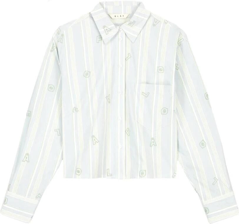 Olaf Hussein Logo Streep Crop Shirt Green Dames