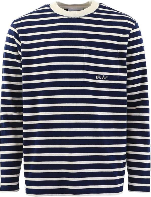 Olaf Hussein Olaf Pocket Stripe Sweatshirt Blauw Heren