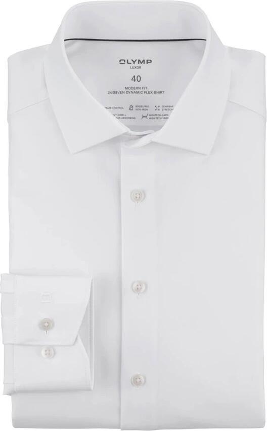 Olymp Overhemd business Luxor Modern Fit normale fit wit effen katoen - Foto 7