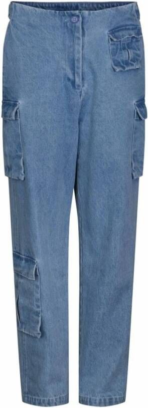 One & Other Straight Trousers Blauw Dames