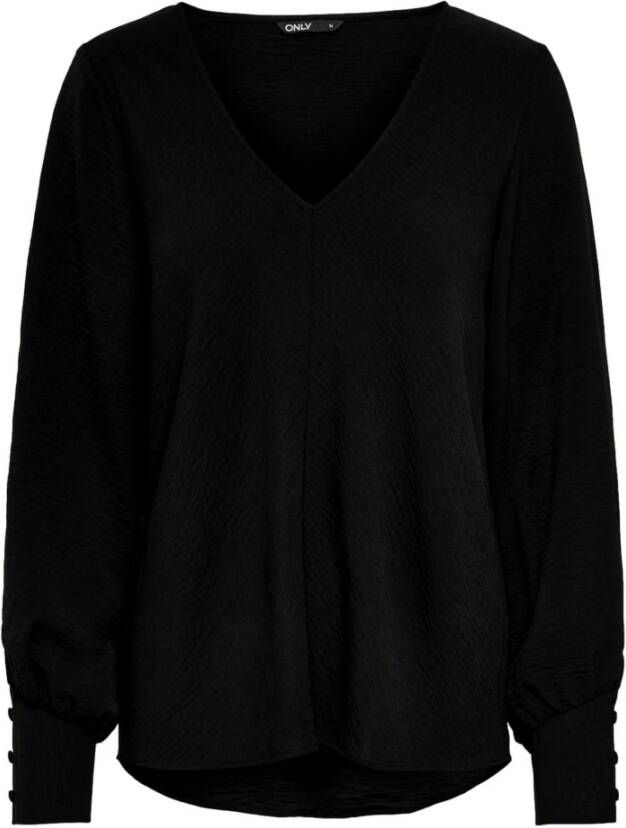Only Zwarte V-hals Blouse Dames Herfst Winter Black Dames