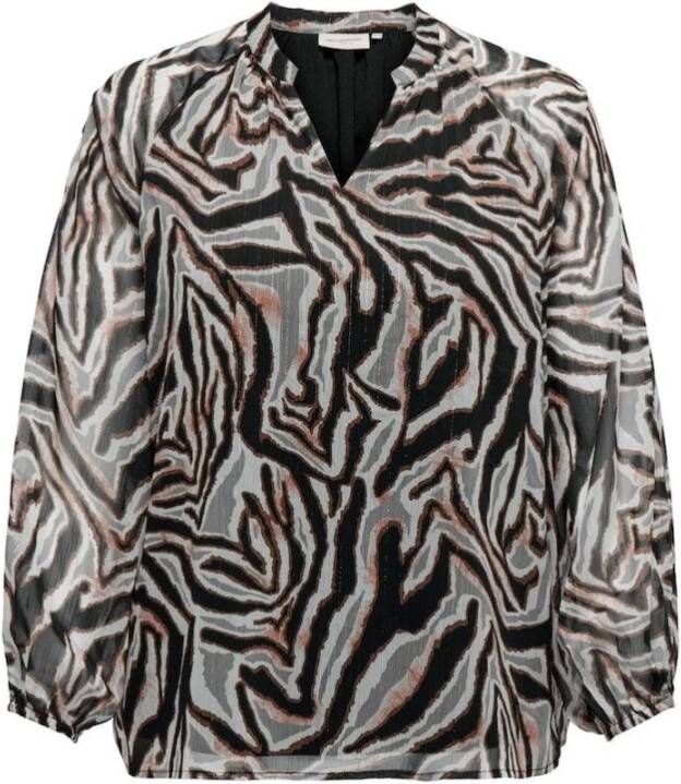 Only Carmakoma Carkaia LS V-Neck Blouse AOP Zwart ARTZY Animal AOP Zwart Dames