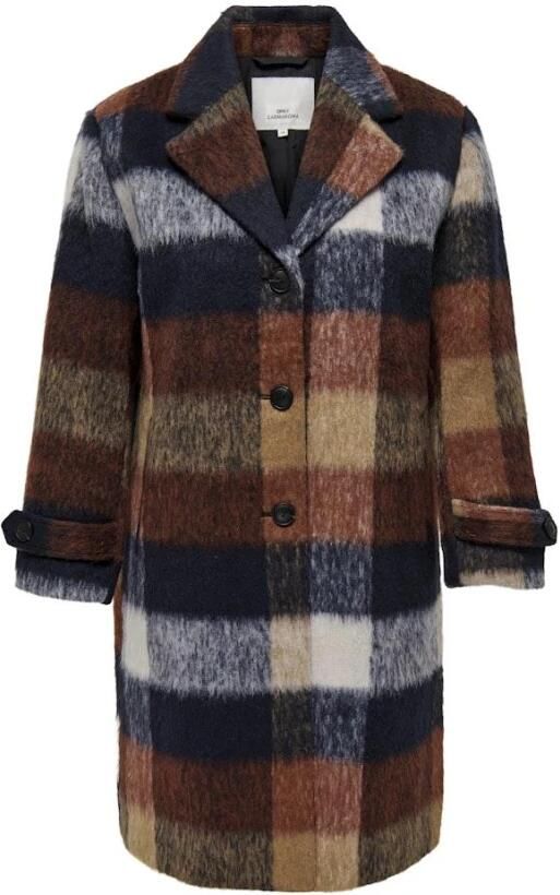 Only Carmakoma Geruite wollen jas in roest nacht lucht Multicolor Dames