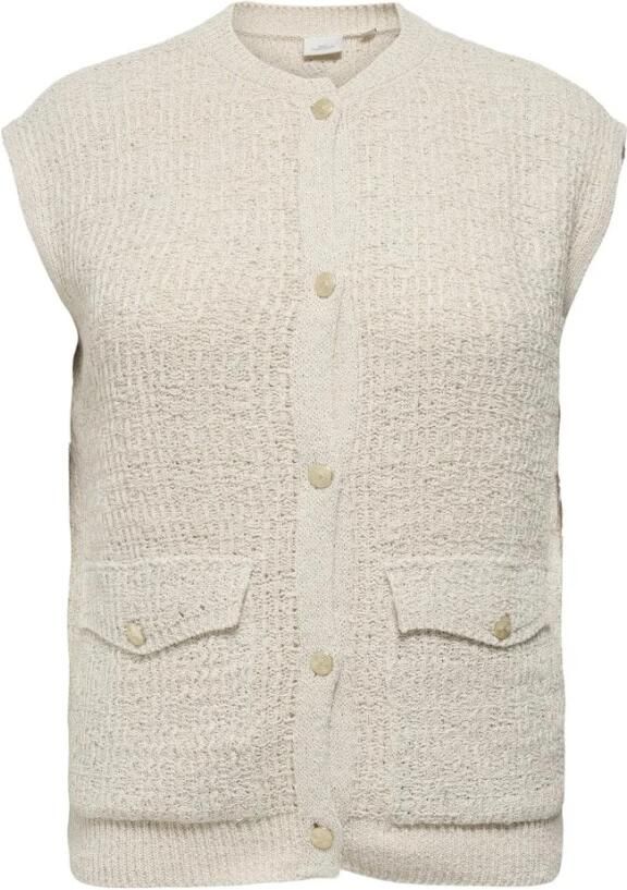 Only Carmakoma Glitter Berken Zilver Gebreid Vest Beige Dames