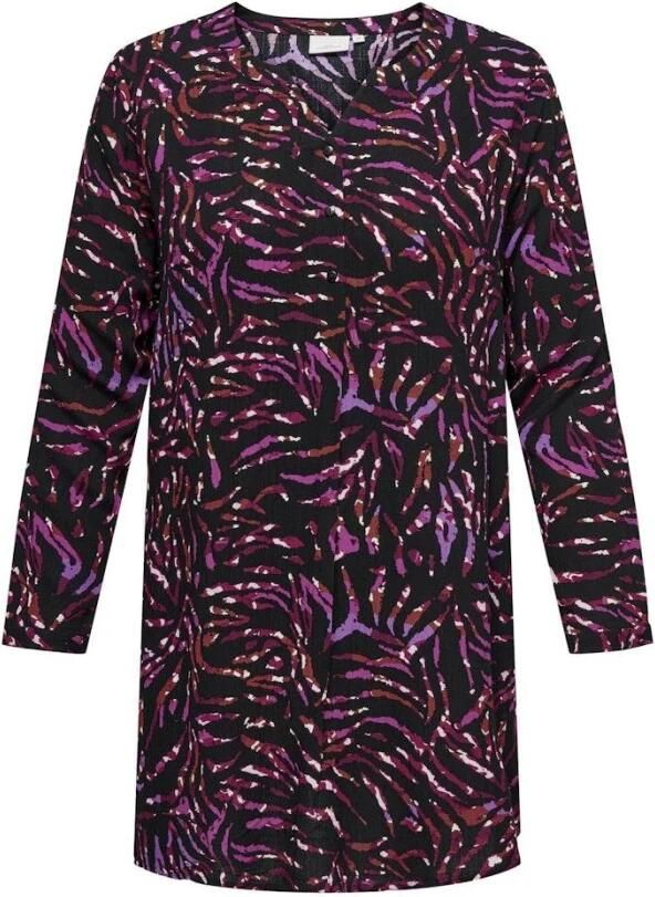 Only Carmakoma Lange Tuniekjurk Zwart Dierenprint Multicolor Dames
