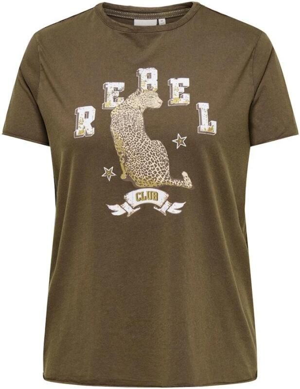 Only Carmakoma Life Washed Tee in Chocolate Martini Brown Dames