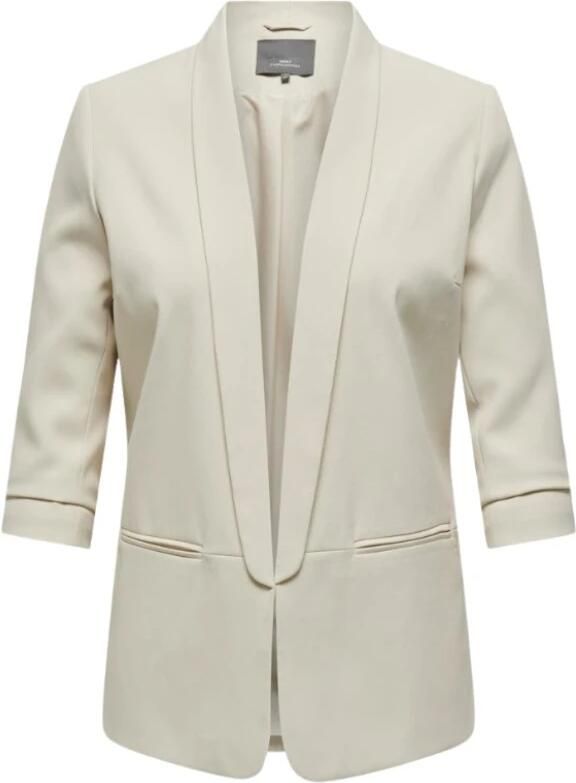 ONLY CARMAKOMA rechtvallende blazer CARELLY met plooien beige
