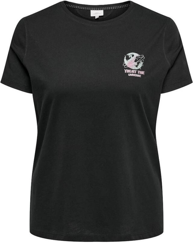 Only Carmakoma Zwarte Grafische Tee Ik Heb Ruimte Nodig Black Dames