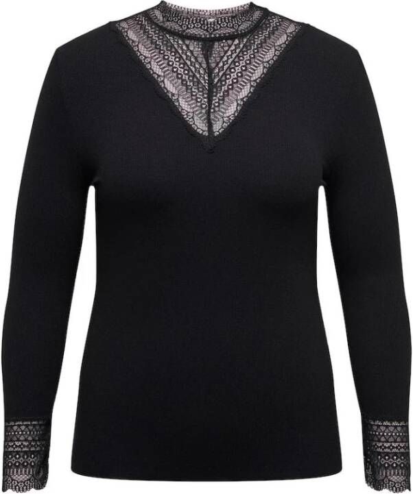 ONLY CARMAKOMA Shirt met lange mouwen CARTILDE RIB LACE L S TOP JRS NOOS