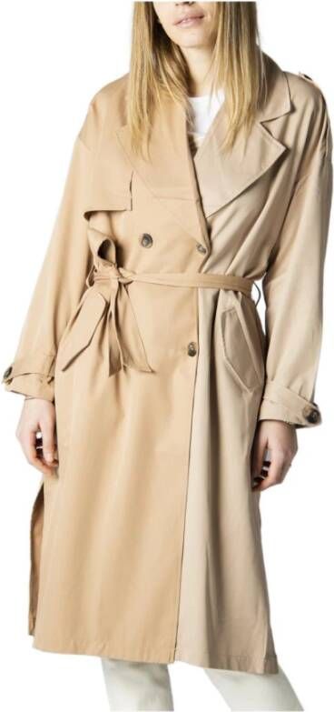 Only Beige Jas met Reverskraag 100% Polyester Beige Dames