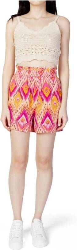 Only Dames Fuchsia Print Shorts Roze Dames