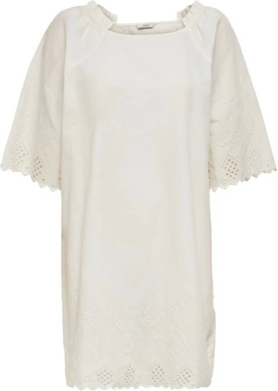 Only Onlsanne 2 4 Broderie Jurk voor Dames White Dames
