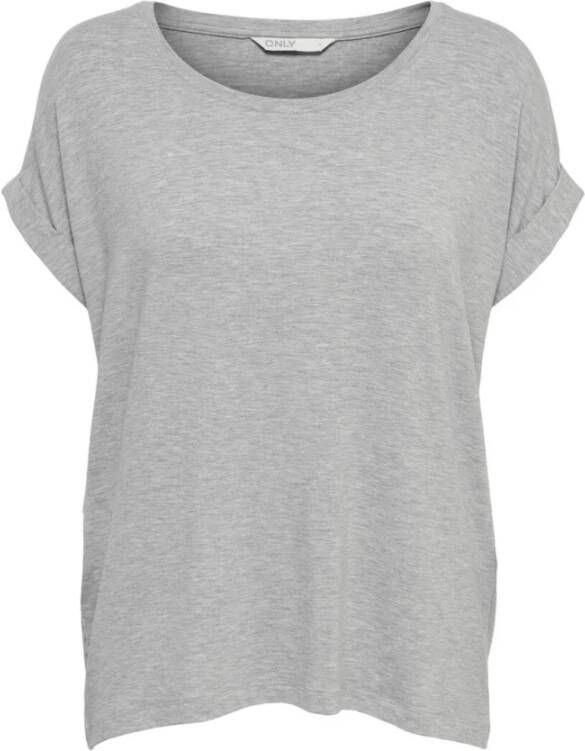 Only Trendy Dames T-shirt met korte mouwen en ronde hals Gray Dames