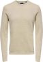 Only & Sons Beige Effen Gebreide Trui met Slip-On Stijl Beige Heren - Thumbnail 3